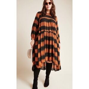 Anthropologie NorBlack NorWhite Euphrates Dyed Tunic Dress In Black and Copper